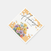 Blumenstrauß und Honig Bienendusche Einladung Serviette (Ecke)