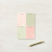 Blumenstrauß und Olivenöl Kunstvoll wandern Post-it Klebezettel (Auf Schreibtisch)