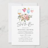 Blumenstrauß und Rose Gold Stock Bar Einladung (Vorderseite)