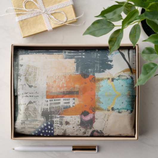 Blumenstrauß und Schmetterling Abstrakte Kunst Uni Seidenpapier (Geschenk)