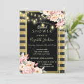 Blumenstrauß, vergoldetes Brautparty Einladung (Stehend Vorderseite)