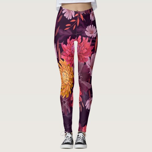 Blumenstrauß Vintag: Herbstgärtnerei Leggings (Vorderseite)