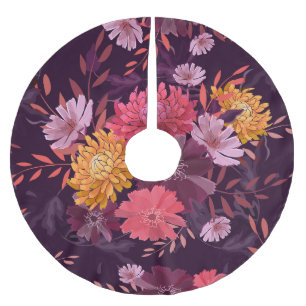 Blumenstrauß Vintag: Herbstgärtnerei Polyester Weihnachtsbaumdecke