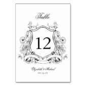 Blumenstrauß-Wappen Elegante Viktorianische Hochze Tischnummer (Vorderseite)