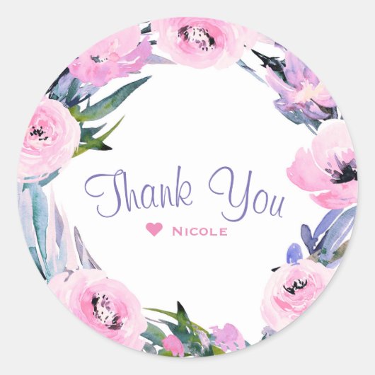 Blumenstrauß Wasserfarbe Brautparty Runder Aufkleber (Vorderseite)