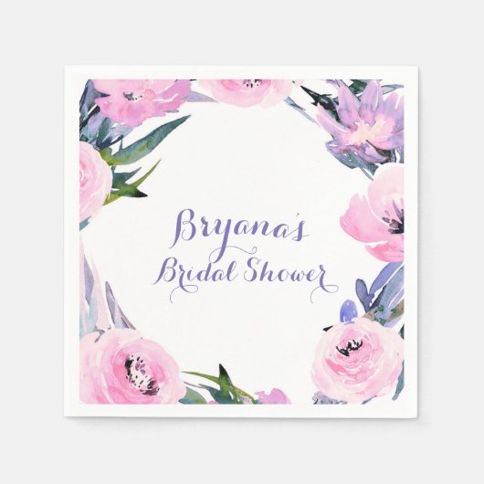 Blumenstrauß Wasserfarbe Brautparty Serviette (Vorderseite)