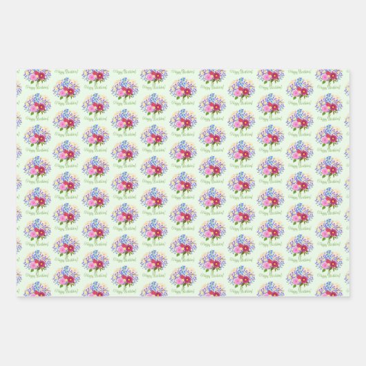Blumenstrauss Wrapping Paper Sheets Geschenkpapier Set (Vorderseite)