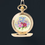 Blumenstrauss Yellow Necklace Watch Armbanduhr<br><div class="desc">A pocket watch with an image of a beautiful flower bouquet. The background,  image and text can be modified. Original artwork by W.B.</div>