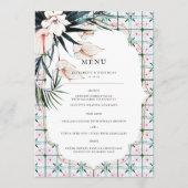 Blumensträuße | marokkanisches Tropisches Hochzeit Menükarte (Vorderseite)