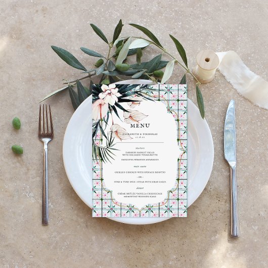 Blumensträuße | marokkanisches Tropisches Hochzeit Menükarte