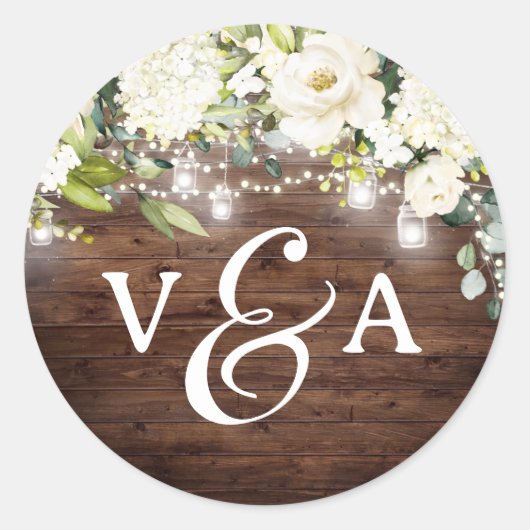 Blumenstreichelächter Monogram-Hochzeitsticker Runder Aufkleber (Vorderseite)
