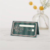 Blumenstreifen, handgezeichnete Rahmen, grüne Hoch Platzkarte (Vorderseite)