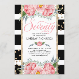 Blumenstreifen Moderne Goldene Dekoration 70 Gebur Einladung