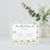 Blumenstreifen-RSVP-Karten (Stehend Vorderseite)