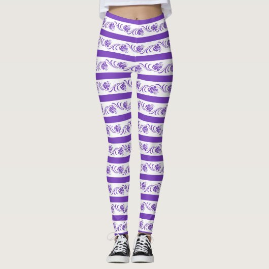 Blumenstreifenmuster Leggings (Vorderseite)