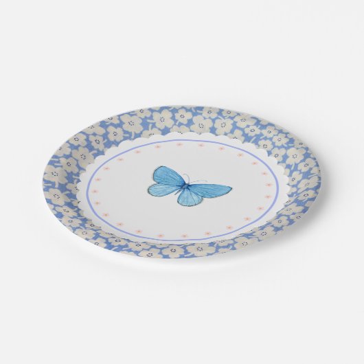 Blumenstrümpfe Tee Party Pappteller (Schrägansicht)