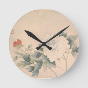 Blumenstudie - Yun Bing (Chinesisch) Runde Wanduhr