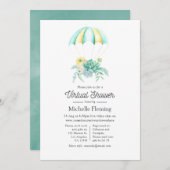 Blumensuccules Parachute Virtual Baby Dusche Einladung (Vorne/Hinten)