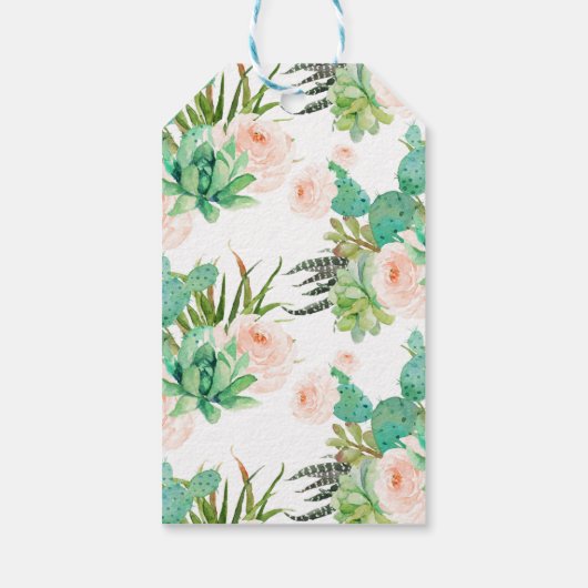 Blumensukkkulent Cactus Fiesta Baby Shower Geschenkanhänger (Rückseite)