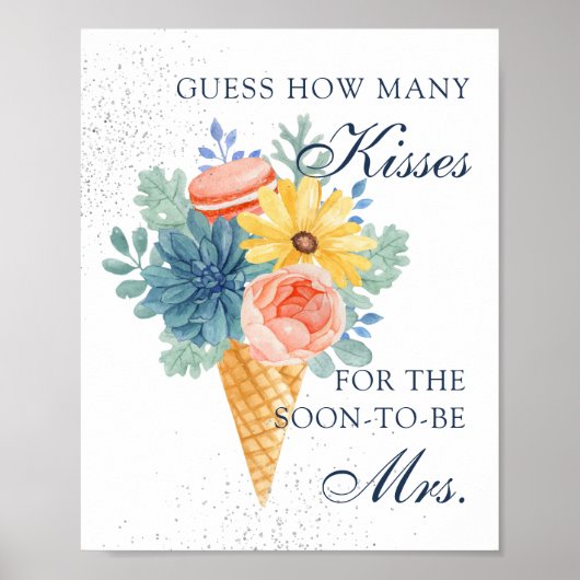 Blumensukkulente Macaron Brautparty Party Game Poster (Vorne)