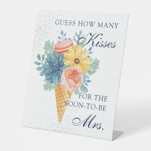 Blumensukkulente Macaron Brautparty Party Game Sockelschild (Vorderseite)