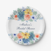 Blumensukkulentes Macaron-Brautparty Pappteller (Vorderseite)