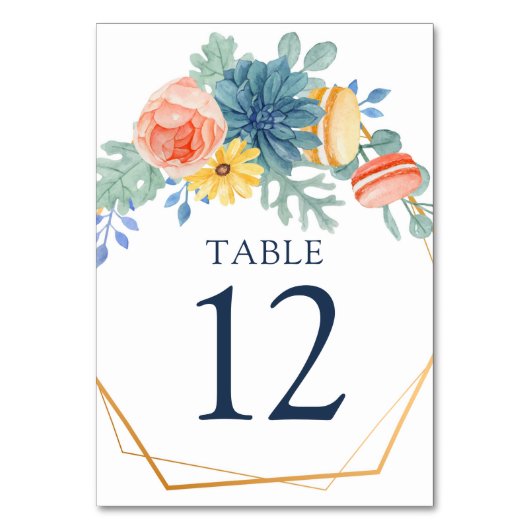 Blumensukkulter Macaron | Hochzeit Tischnummer (Vorderseite)