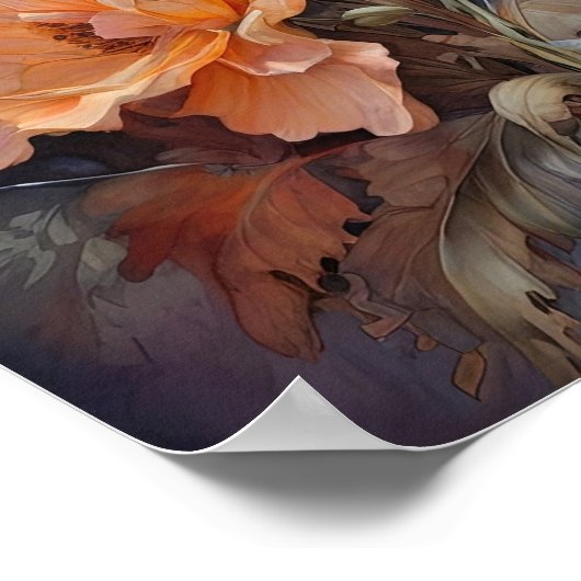 Blumensymphonie - Rote Mohnblume Blume Wasserfarbe Poster (Ecke)