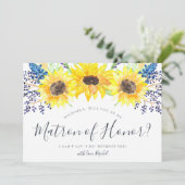 Blumentafelfelder sind mein Matron zur Ehrenkarte Einladung (Stehend Vorderseite)