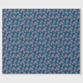 Blumentapete: Asiatisch marineblau, rosa. Geschenkpapier (Flach)