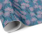 Blumentapete: Asiatisch marineblau, rosa. Geschenkpapier (Rolleneckpunkt)