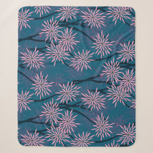 Blumentapete: Asiatisch marineblau, rosa. Sherpadecke