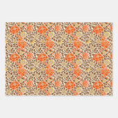 Blumentapete, blau, grün und orange geschenkpapier set (Vorderseite 3)