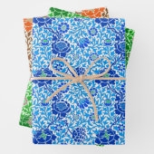 Blumentapete, blau, grün und orange geschenkpapier set (Beispiel)