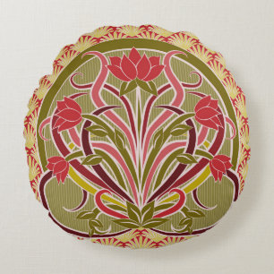 Blumentapete im Jugendstil, Vintag krank Rundes Kissen