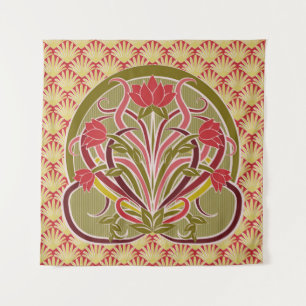 Blumentapete im Jugendstil, Vintag krank Wandteppich