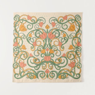 Blumentapete im Jugendstil, Vintag krank Wandteppich