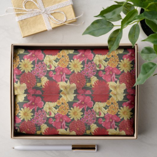 Blumentapete in der Aquarellart Seidenpapier (Geschenk)