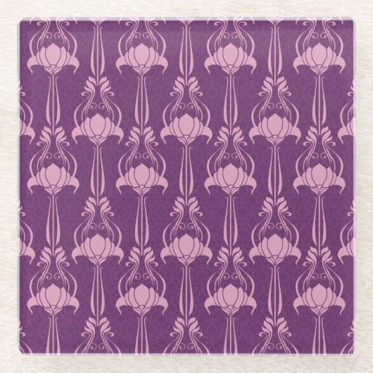 Blumentapete Rosa Violettdesign Glasuntersetzer (Vorderseite)