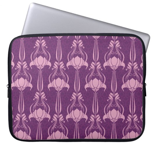 Blumentapete Rosa Violettdesign Laptopschutzhülle (Vorderseite)