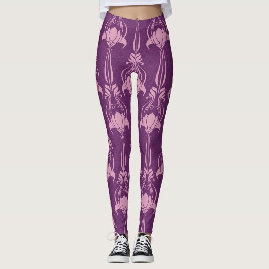 Blumentapete Rosa Violettdesign Leggings (Vorderseite)