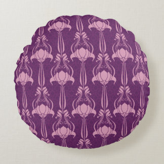 Blumentapete Rosa Violettdesign Rundes Kissen