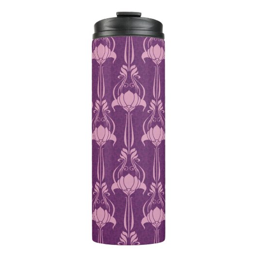 Blumentapete Rosa Violettdesign Thermosbecher (Vorderseite)