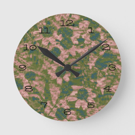 Blumentarnungsmuster Runde Wanduhr (Vorderseite)