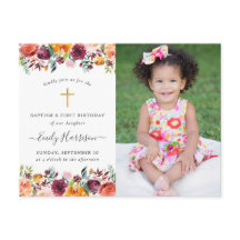 Blumentaufen 1. Geburtstag Foto Einladung