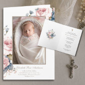 Blumentaufen Baby Foto Scripting Cross Einladung