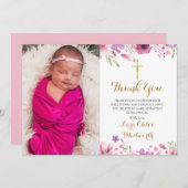 Blumentaufen, Christening Foto Script Dankeskarte (Vorne/Hinten)