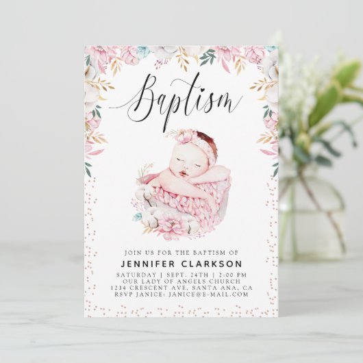 Blumentaufen Einladung (Stehend Vorderseite)