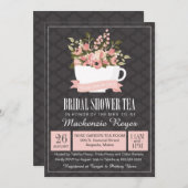 Blumenteacup-Brautparty-Tee-Einladung Einladung (Vorne/Hinten)