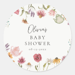 Blumentee-Babyaufkleber Runder Aufkleber
